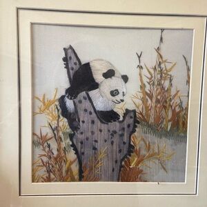 Panda Chinese Silk Embroidery Art Framed